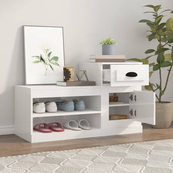 vidaXL Skosk&aring;p vit h&ouml;gglans 100x42x60 cm konstruerat tr&auml;