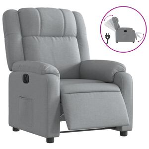 vidaXL Elektrisk reclinerf&aring;t&ouml;lj ljusgr&aring; tyg