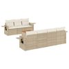 vidaXL Matgrupp f&ouml;r tr&auml;dg&aring;rden med dynor 8 delar beige konstrotting