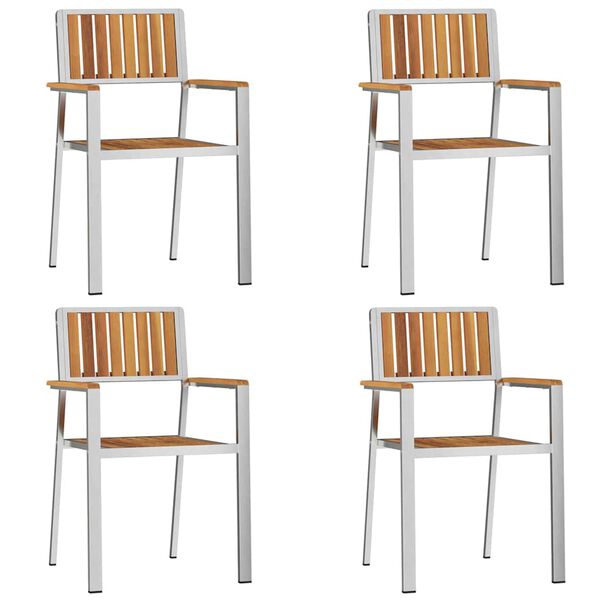 vidaXL Tr&auml;dg&aring;rd Stol 4 pcs Brun 56 x 54,5 x 87 cm Massivt Akaciatr&auml;