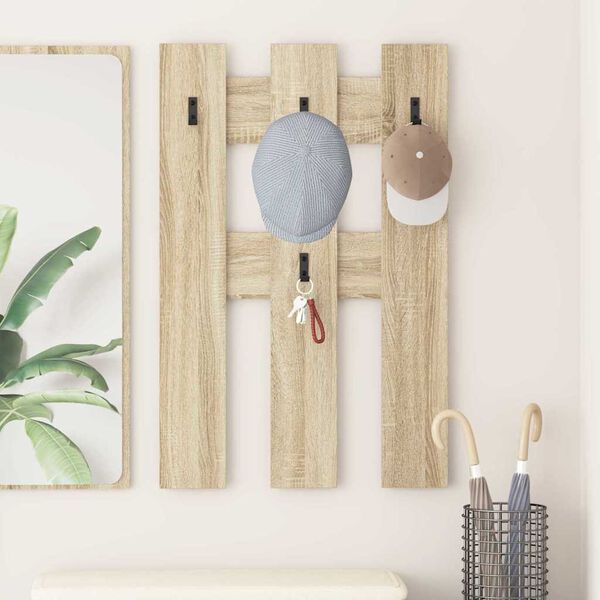 vidaXL V&auml;ggmonterad Kl&auml;dh&auml;ngare V&auml;ggmonterad Sonoma-ek 65 x 3 x 100 cm