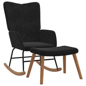vidaXL Gungstol med fotpall Svart sammet