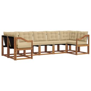 vidaXL Utomhussoffset med kudde 7 pcs Naturlig och Beige