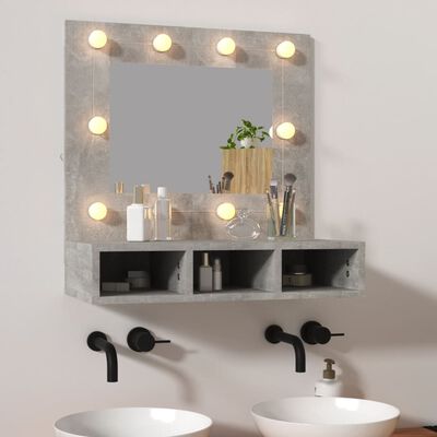 vidaXL Spegelskåp med LED betonggrå 60x31,5x62 cm