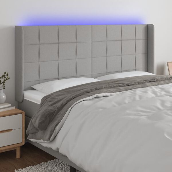 vidaXL S&auml;nggavel LED ljusgr&aring; 203x16x118/128 cm tyg