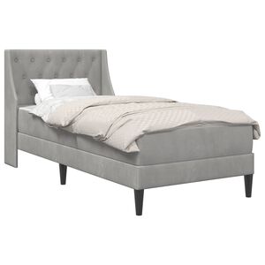 vidaXL S&auml;ngram med madrass med huvudgavel Ljusgr&aring; 90 x 190 cm Sammet