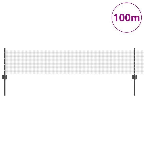 vidaXL Stängsel med stolpe Grå 0,4 x 100 m Stål och PVC