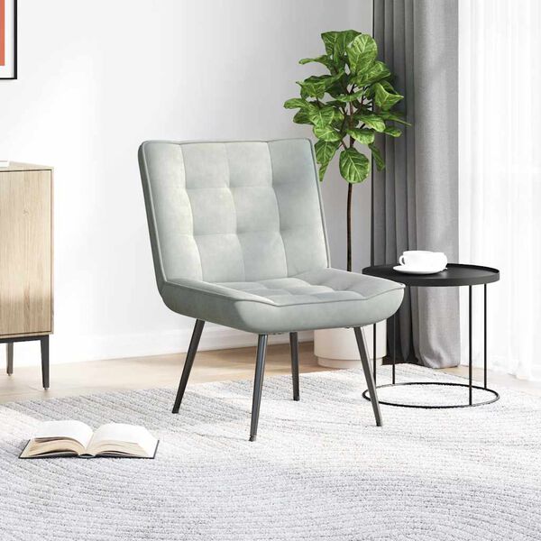 vidaXL Vilstol ljusgr&aring; 64x74x84 cm sammet