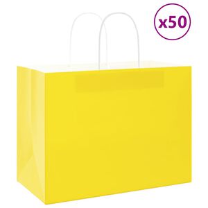 vidaXL Pappersp&aring;sar 50 st med handtag gul 32x17x25 cm