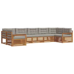 vidaXL Utomhussoffset 7 pcs Naturlig och Ljus Gr&aring; Massivt Akaciatr&auml;