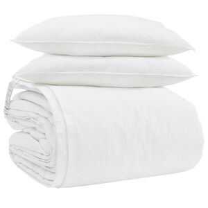 vidaXL T&auml;ckeset med kudde 3 pcs Vit Dunfj&auml;der