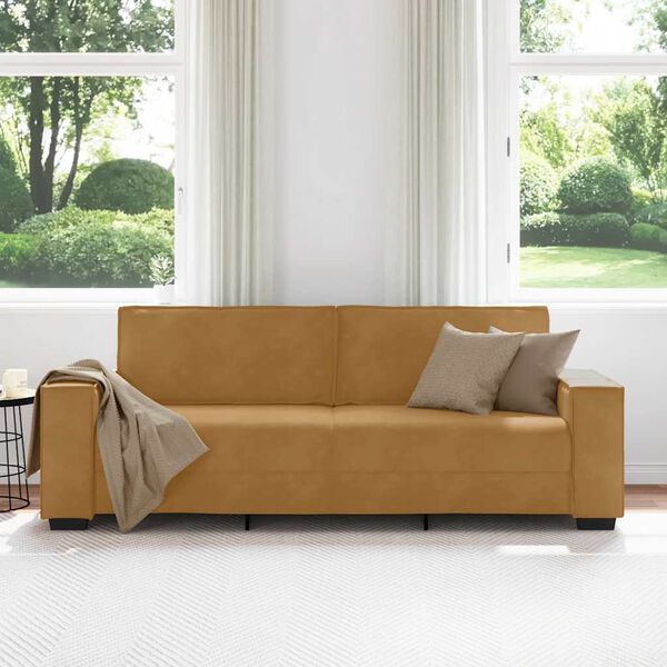 vidaXL 3-sitssoffa brun 220x78x84 cm sammet