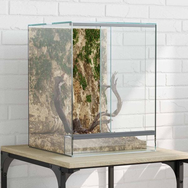 vidaXL Reptil- och amfibiehabitat med lagring Vit 30 x 30 x 40 cm Glas