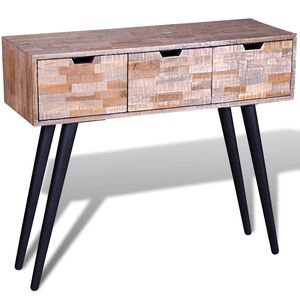 vidaXL Konsolbord med 3 l&aring;dor &aring;tervunnen teak