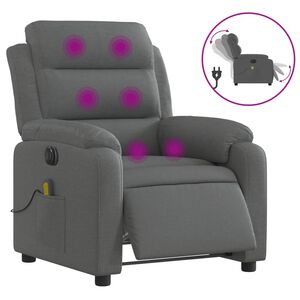 vidaXL Elektrisk massagef&aring;t&ouml;lj m&ouml;rkgr&aring; tyg