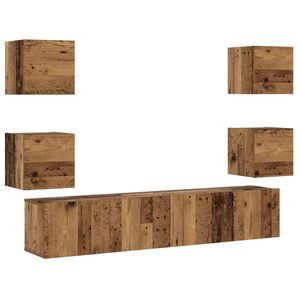 vidaXL V&auml;ggmonterade TV-sk&aring;p 6 st &aring;ldrat tr&auml; konstruerat tr&auml;