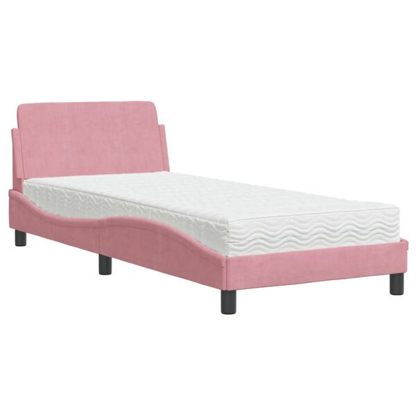 vidaXL Bed with Mattress "Dover" Pink 90x190 cm Velvet