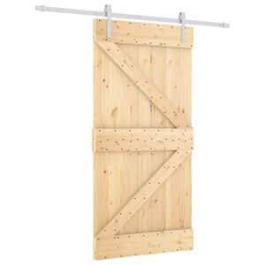 vidaXL Skjutd&ouml;rr Naturlig och vit 100 x 210 cm Massiv furu