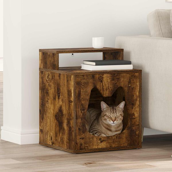 vidaXL Katt hus R&ouml;kt ek 42,5 x 40 x 53,5 cm Konstruerat tr&auml;