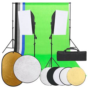 vidaXL Fotostudio med lampor, bakgrund och reflexsk&auml;rm