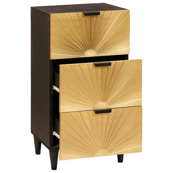 vidaXL Sideboard Svart och Guld 40 x 33 x 75 cm massivt mangoträ