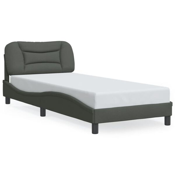 vidaXL Bed Frame with LED without Mattress "Hvar" Dark Grey 80x200 cm Fabric