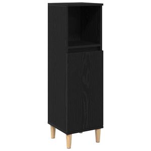 vidaXL Badrumssk&aring;p Svart Ek 30 x 30 x 100 cm Konstruerat tr&auml;