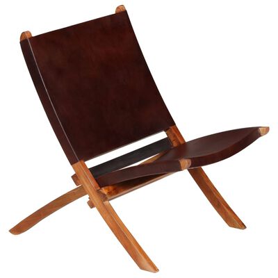 vidaXL Avkopplingsstol brun äkta läder