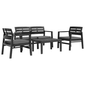 vidaXL Loungegrupp f&ouml;r tr&auml;dg&aring;rden 4 delar antracit plast