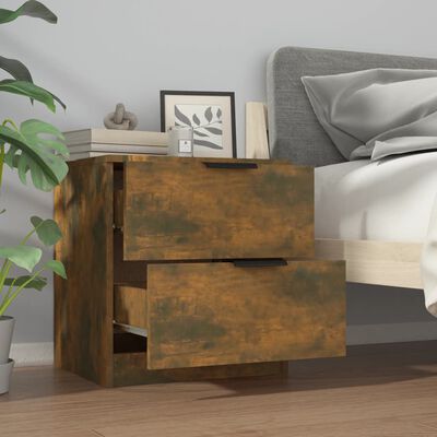 vidaXL Sängbord rökfärgad ek konstruerat trä