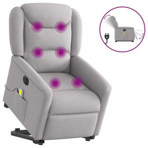 vidaXL Elektrisk massagef&aring;t&ouml;lj med uppresningshj&auml;lp molngr&aring; tyg