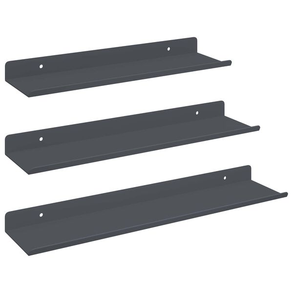 vidaXL Flytande hylla V&auml;ggmonterad 3 pcs Antracit 40 x 9 x 2,5 cm St&aring;l