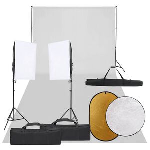 vidaXL Fotostudio med lampor, bakgrund och reflexsk&auml;rm