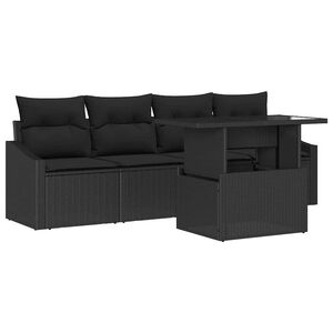vidaXL Tr&auml;dg&aring;rdsoffset med kudde 5 pcs Svart konstrotting