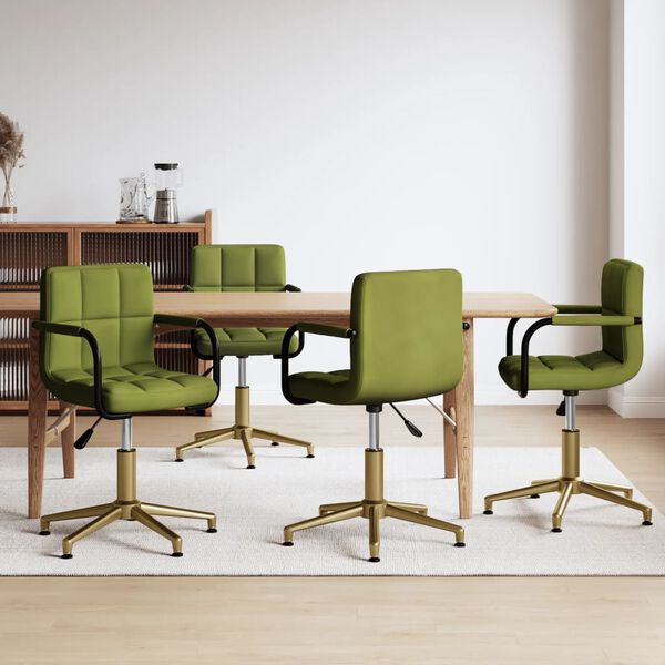 vidaXL Snurrbara matstolar 4 st ljusgr&ouml;n sammet