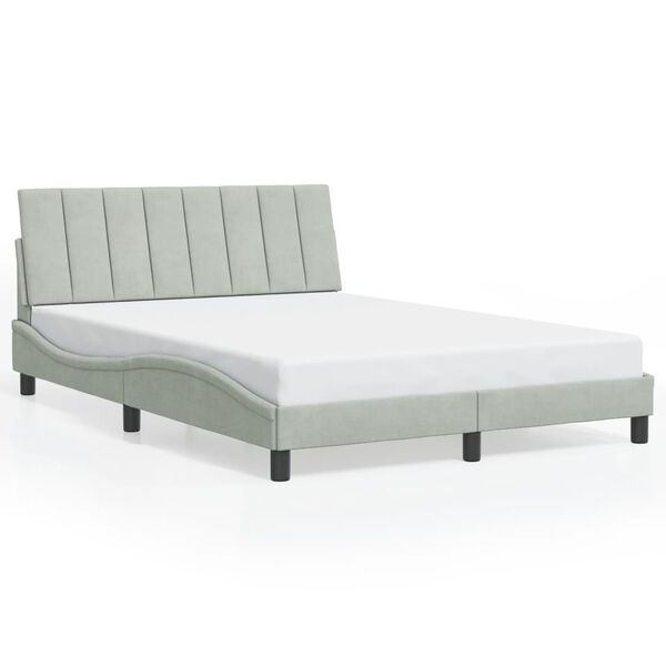 vidaXL Bed Frame without Mattress "Hanko" Light Grey 140x190 cm Velvet