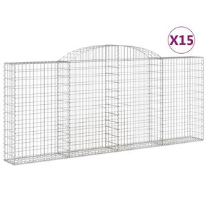 vidaXL Gabioner b&aring;gformade 15 st 300x30x120/140 cm galvaniserat j&auml;rn