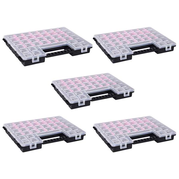 vidaXL Sortimentslådor 5 st med justerbara avdelare 385x283x50 mm