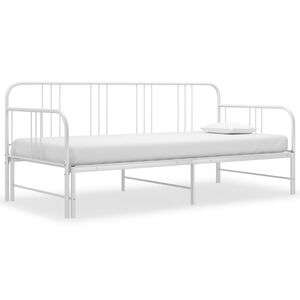 vidaXL Utdragbar s&auml;ngram b&auml;ddsoffa vit metall 90x200 cm