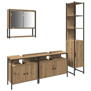 vidaXL Badrumsm&ouml;belset med hylla 4 pcs artisan ek Konstruerat tr&auml;