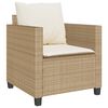 vidaXL Bistrogrupp med dynor 3 delar beige konstrotting