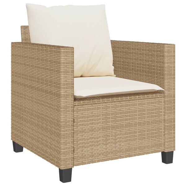 vidaXL Bistrogrupp med dynor 3 delar beige konstrotting