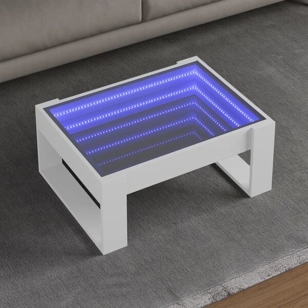 vidaXL Soffbord med Infinity LEDs vit 70x53x30 cm