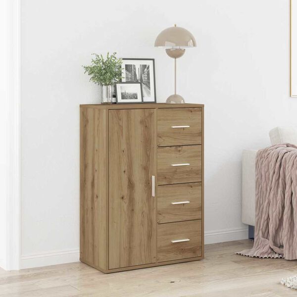 vidaXL Sideboard med låda Artisan Ek 60 x 31 x 84 cm Konstruerat trä