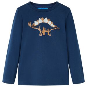 T-shirt med l&aring;nga &auml;rmar f&ouml;r barn marinbl&aring; 116