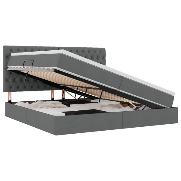 vidaXL F&ouml;rvaringss&auml;ng med LED M&ouml;rkgr&aring; 200 x 200 cm Polyester