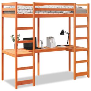 vidaXL Lofts&auml;ng utan madrass vaxbrun 75x190 cm massiv furu