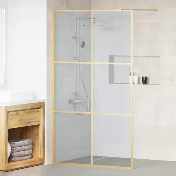 vidaXL Walk-in Duschv&auml;gg Guld 115 x 195 cm h&auml;rdat glas