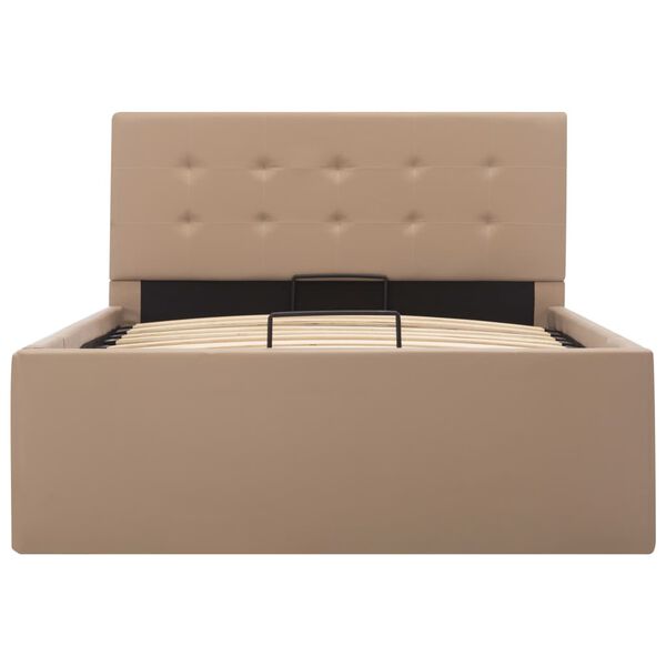 vidaXL Sängram hydraulisk förvaring cappuccino konstläder 100x200 cm