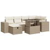 vidaXL Matgrupp f&ouml;r tr&auml;dg&aring;rden med dynor 8 delar beige konstrotting